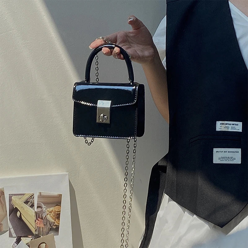 Lock Square Bag Small Big Women Leather Chain Crossbody Shoulder Bag Handbag
