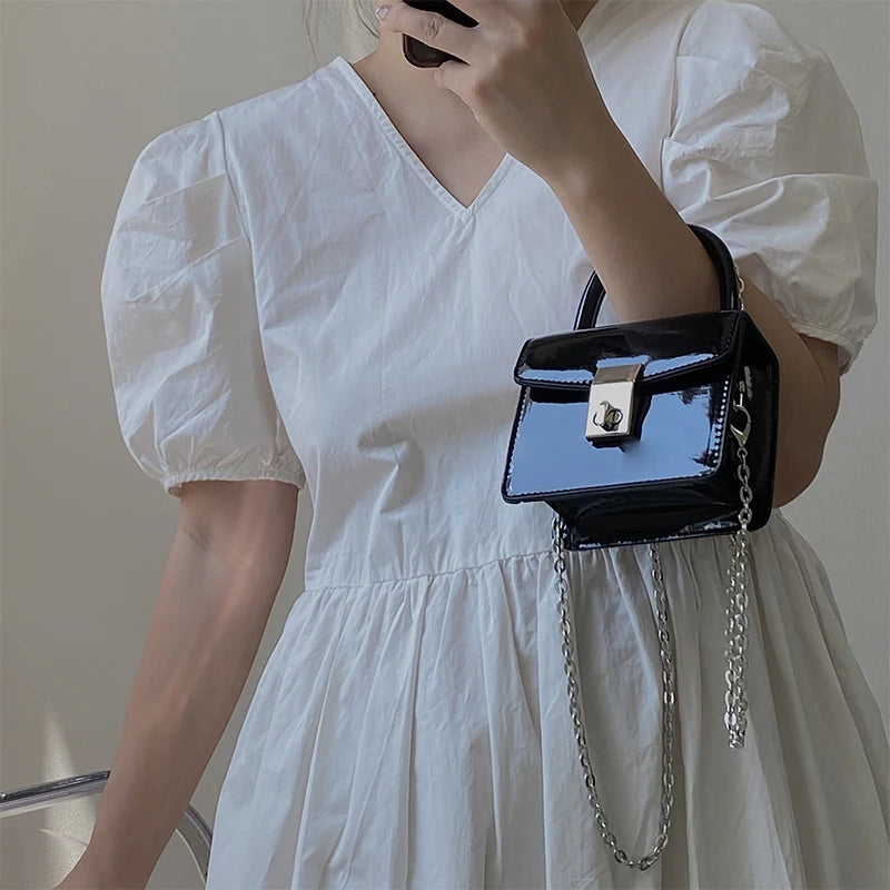 Lock Square Bag Small Big Women Leather Chain Crossbody Shoulder Bag Handbag