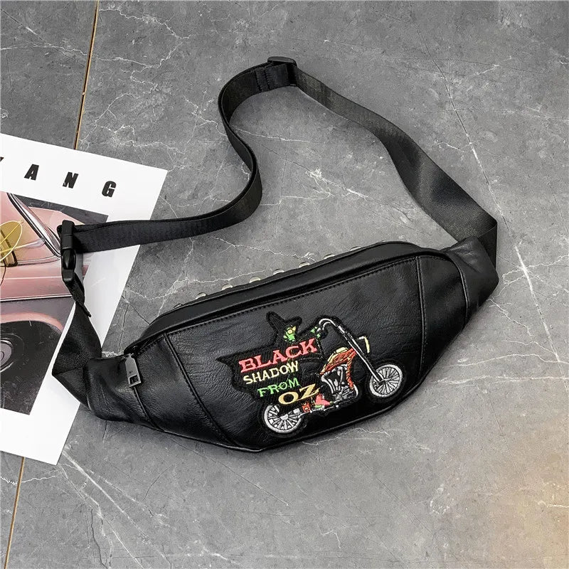 Women Chest Pack Sling Crossbody Bag PU Leather Waist Small Messenger Bag