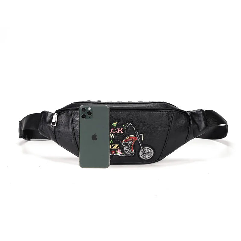 Women Chest Pack Sling Crossbody Bag PU Leather Waist Small Messenger Bag