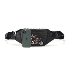 Women Chest Pack Sling Crossbody Bag PU Leather Waist Small Messenger Bag