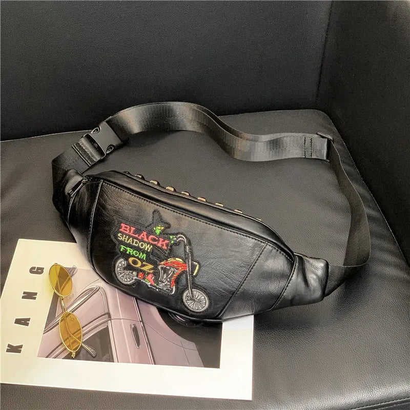 Women Chest Pack Sling Crossbody Bag PU Leather Waist Small Messenger Bag