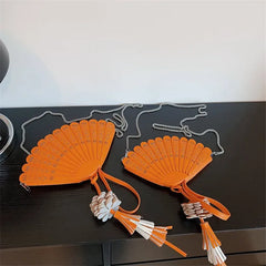 Vintage Chinese Traditional Fans Women Shoulder Bag Cross Body Chain Tassel