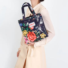 London PVC Flower Shopper Bag Canvas Women Reusable Handbag