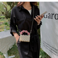 Long Chain Pearl Bead Coin Bag Hand-woven Celebrity Handbags