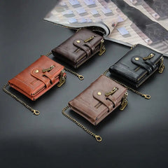 Long Lasting Unique Practical Multi-grid Men Wallet Faux Leather Retro Wallet