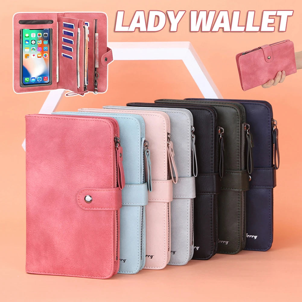 Long PU Leather Wallet Portable Lightweight Handy Use Multifunctional Com