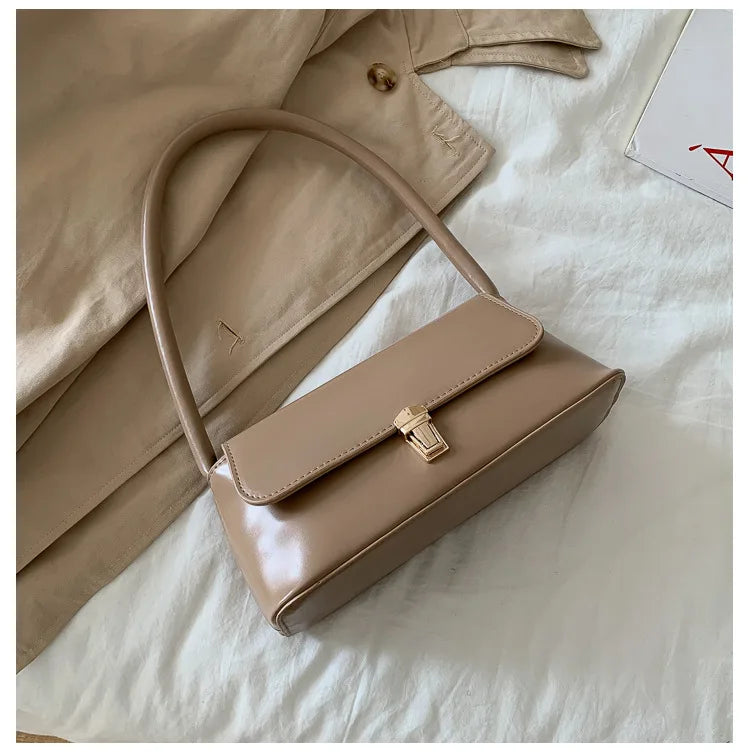 Long Underarm bag PU Leather Metal Hasp Lock women's Shoulder bag