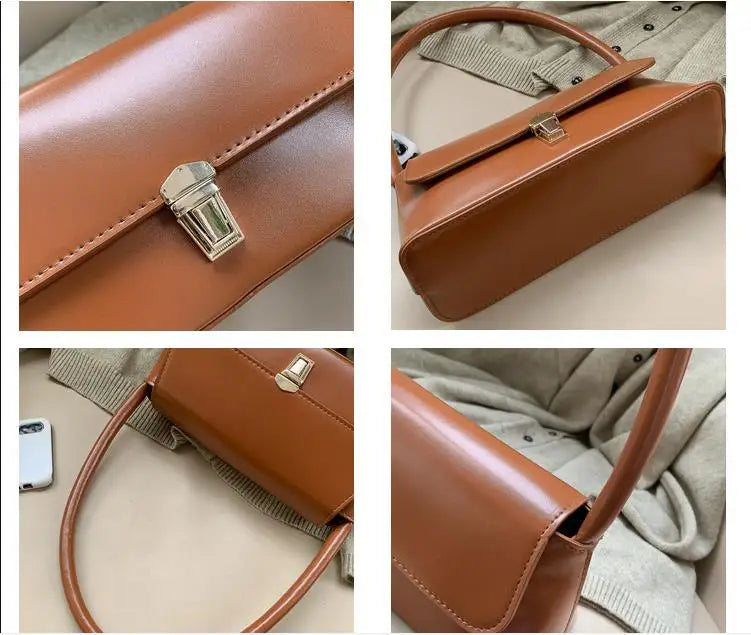 Long Underarm bag PU Leather Metal Hasp Lock women's Shoulder bag