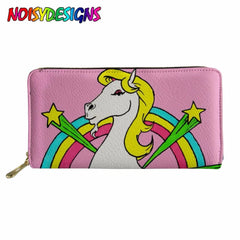 Long Wallet Women Flower Unicorn Wallet Ladies Leather Wallets PU Small Long Pur