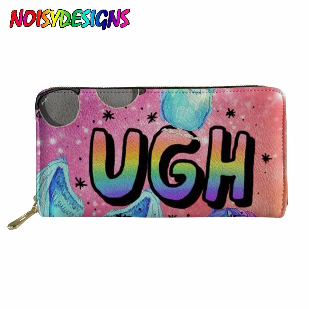 Long Wallet Women Flower Unicorn Wallet Ladies Leather Wallets PU Small Long Pur