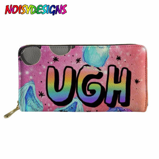 Long Wallet Women Flower Unicorn Wallet Ladies Leather Wallets PU Small Long Pur