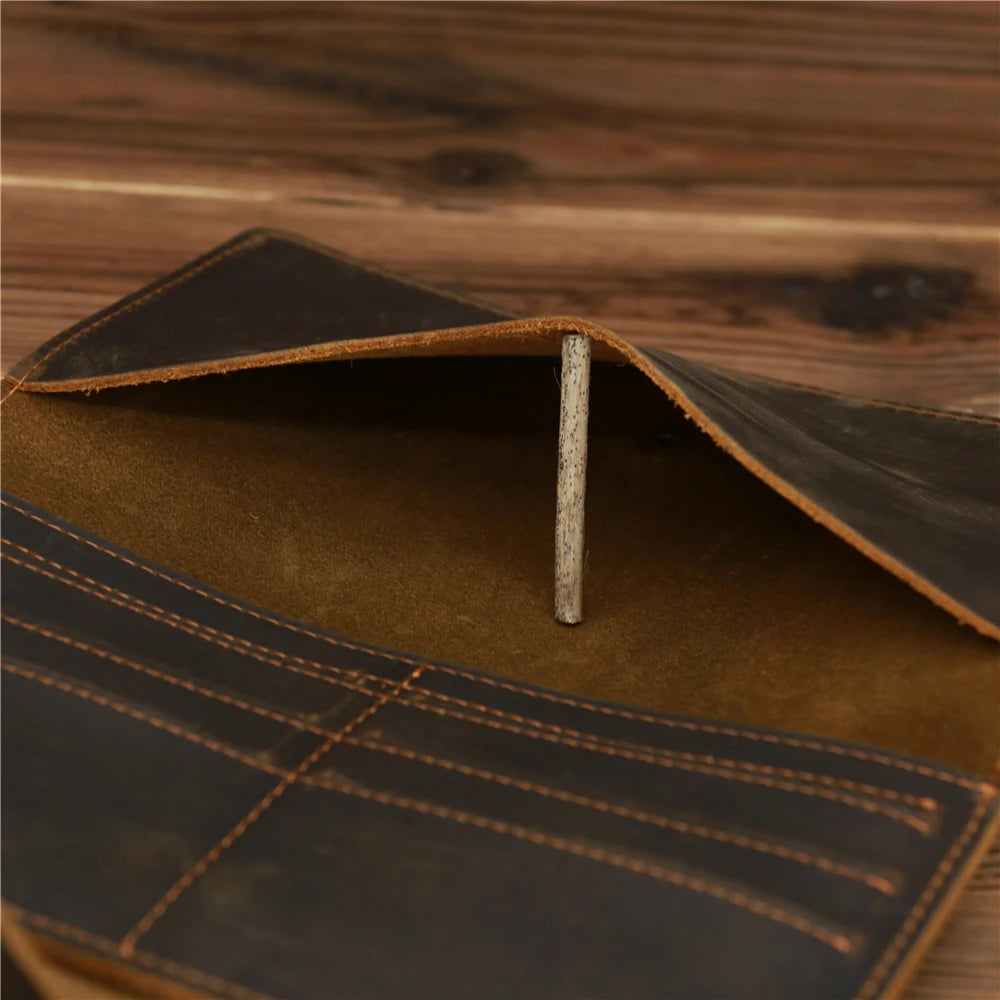 Vintage Leather Men Wallet Long Male Purse