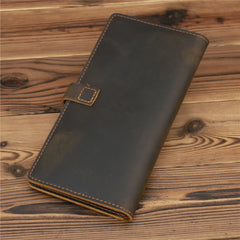 Vintage Leather Men Wallet Long Male Purse