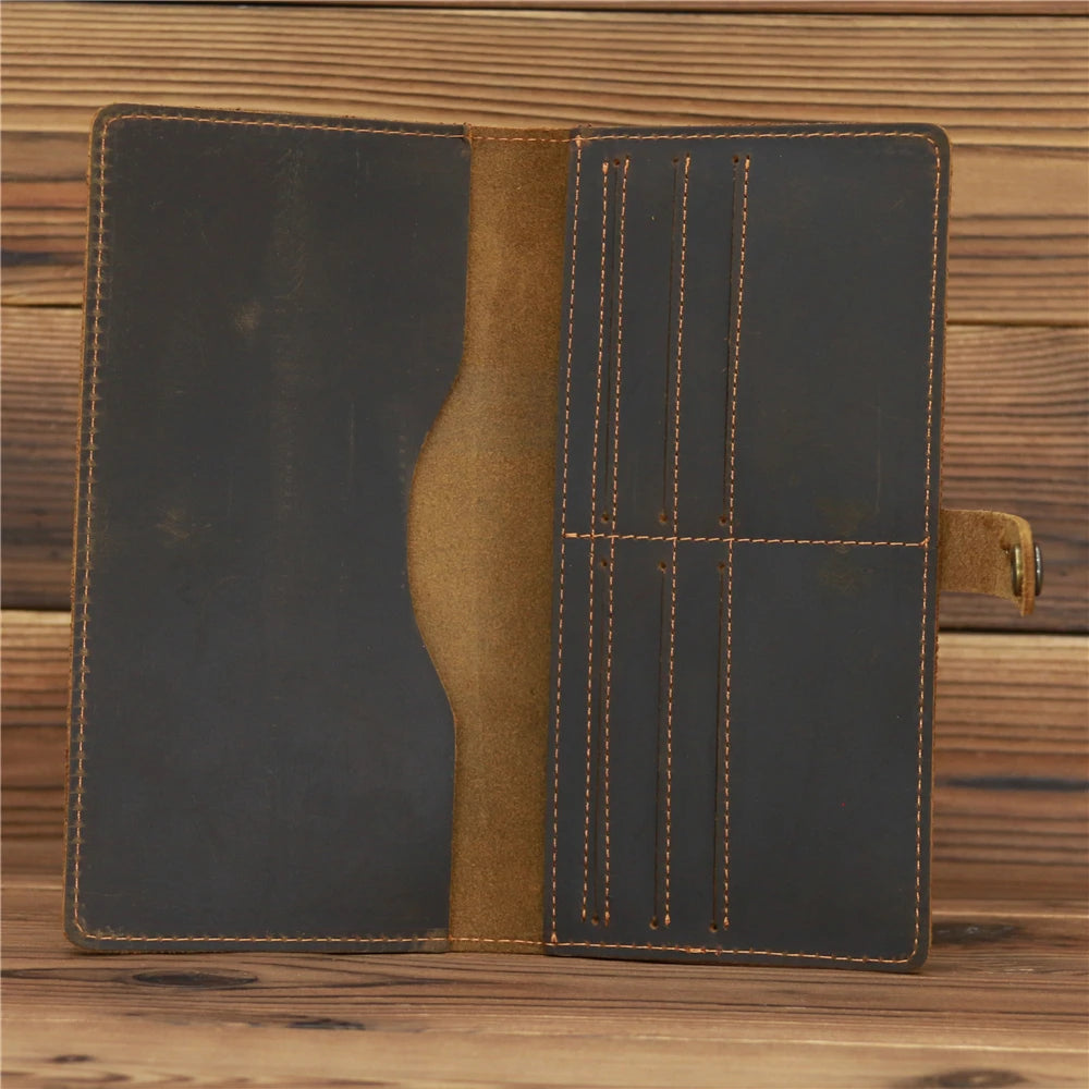 Vintage Leather Men Wallet Long Male Purse