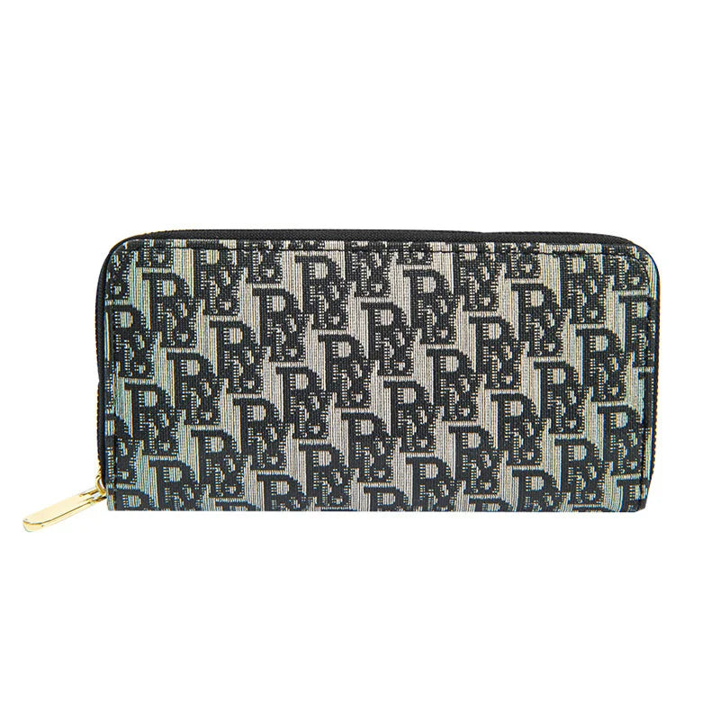 Matte Printed Letter Zipper Handbag Long Wallet Student Mobile Phone Bag