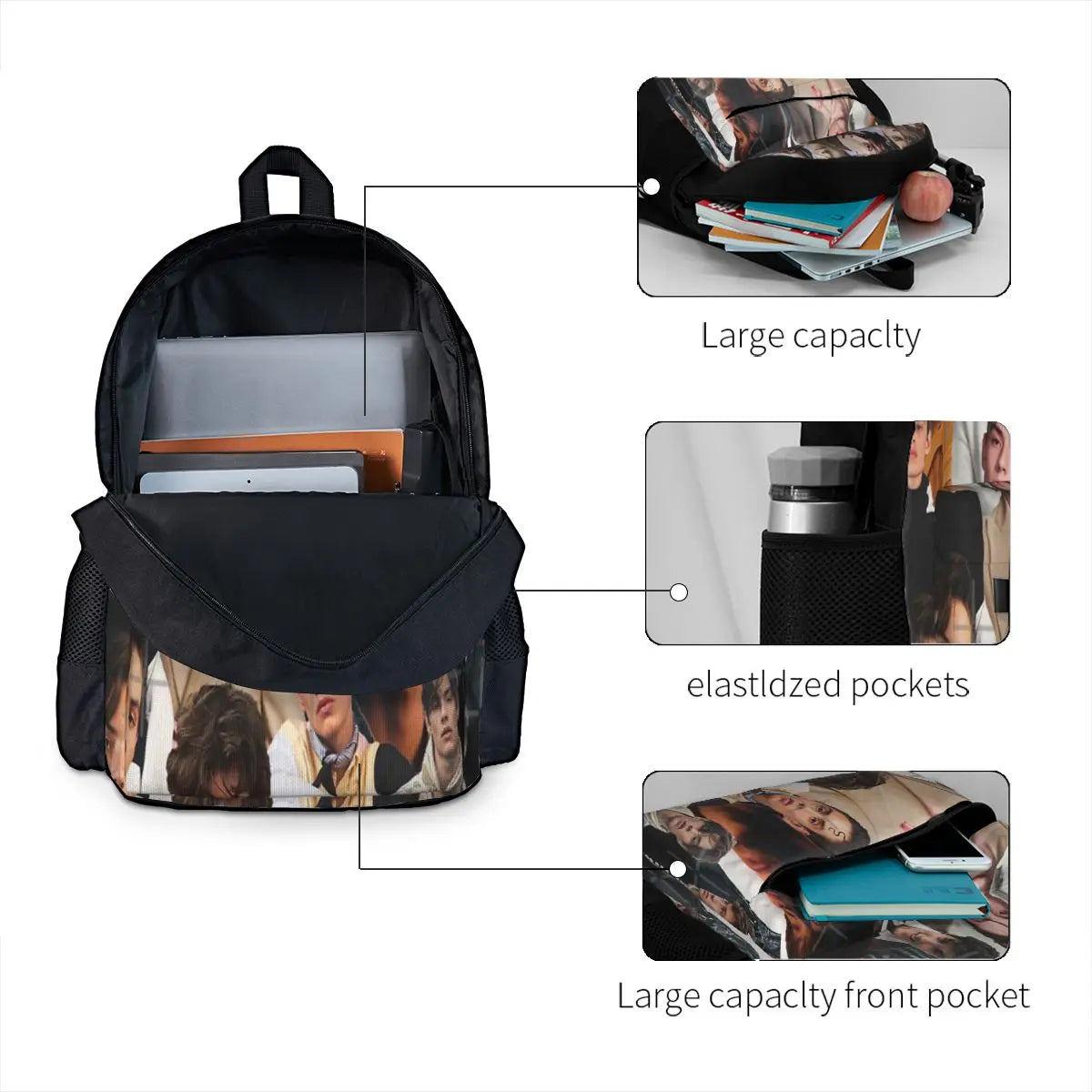 Louis Partridge Collage Backpacks Men's Backpacks Bags For Women