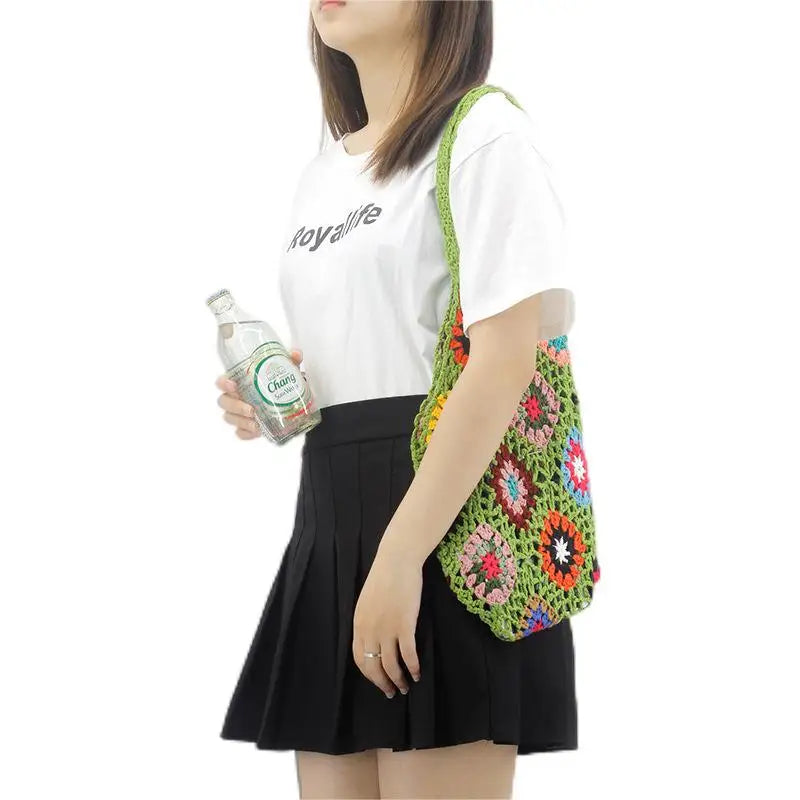 Loukong Ethnic Handbag Pure Hook Mixed Splicing Shoulder Bag