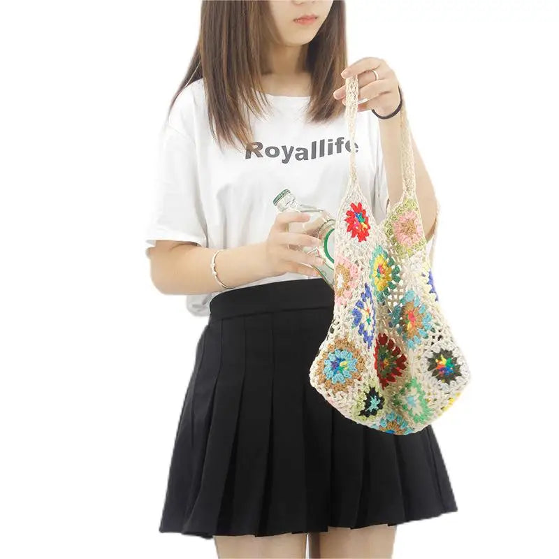 Loukong Ethnic Handbag Pure Hook Mixed Splicing Shoulder Bag