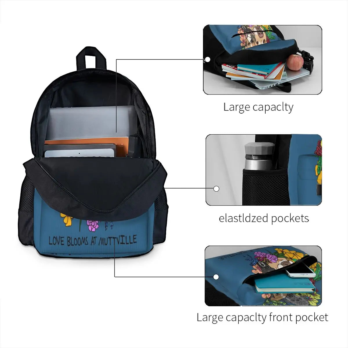 Love Blooms At Muttville Backpacks Men's Backpacks