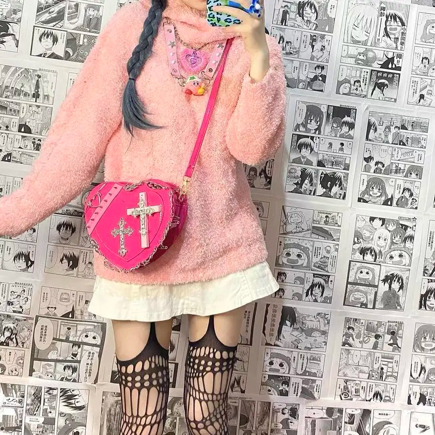 Gothic Shoulder Bag Rivet Women Messenger Bags Metal Decoration
