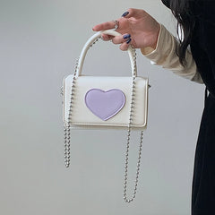 Love Heart Pattern Women's Crossbody Bag PU Leather Female Small Square Shoulder