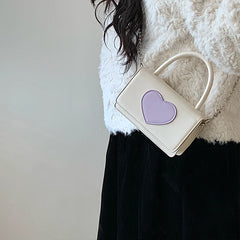 Heart Pattern Crossbody Bag PU Leather Small Square Shoulder Bags Clutch Purse