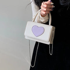 Love Heart Pattern Women's Crossbody Bag PU Leather Female Small Square Shoulder
