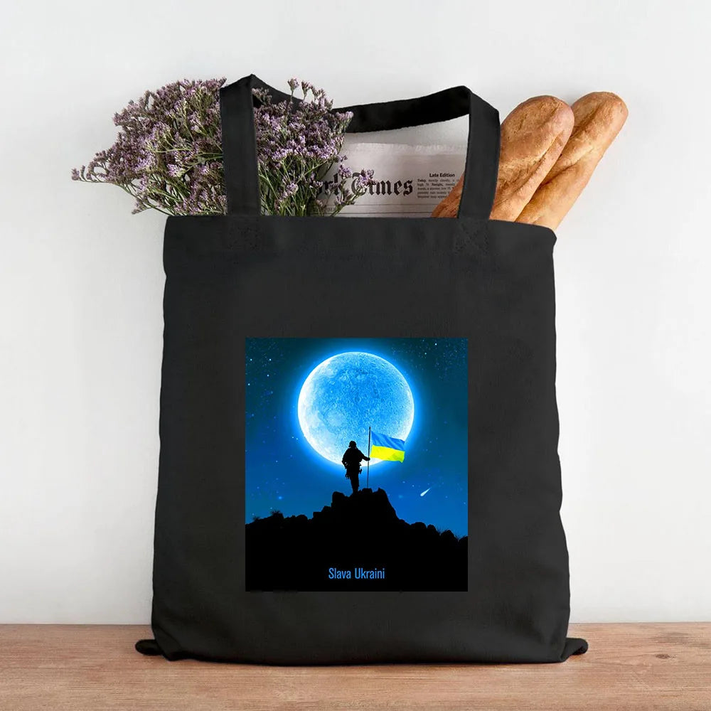Ukraine Flag Sunflower Girl Canvas Shoulder Bag