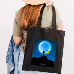 Ukraine Flag Sunflower Girl Canvas Shoulder Bag