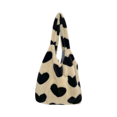 Furry Heart Plush Vest Shoulder Bag for Women