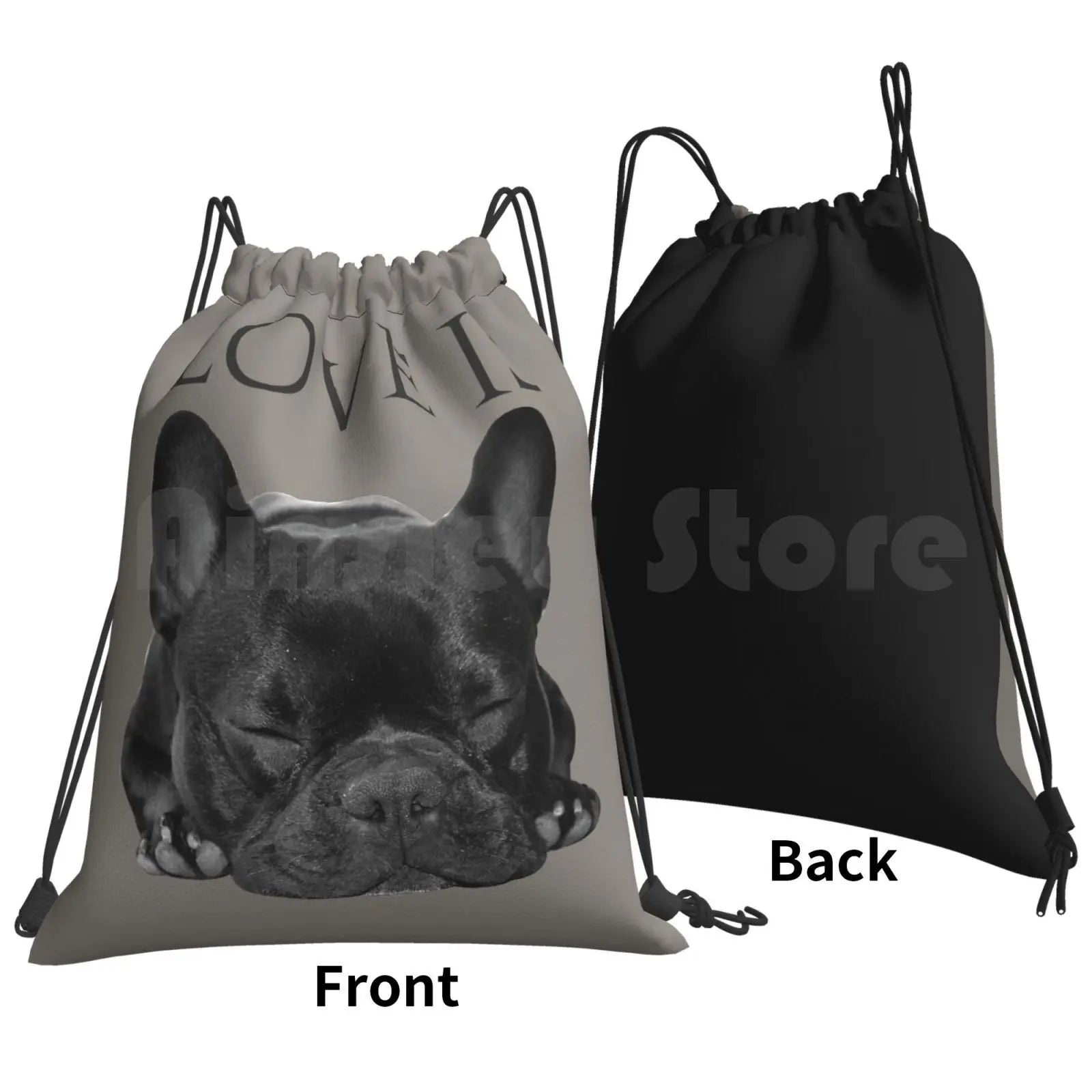 French Bulldog Backpack Drawstring Bag Riding Climbing Gym Bag