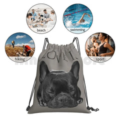 French Bulldog Backpack Drawstring Bag Riding Climbing Gym Bag
