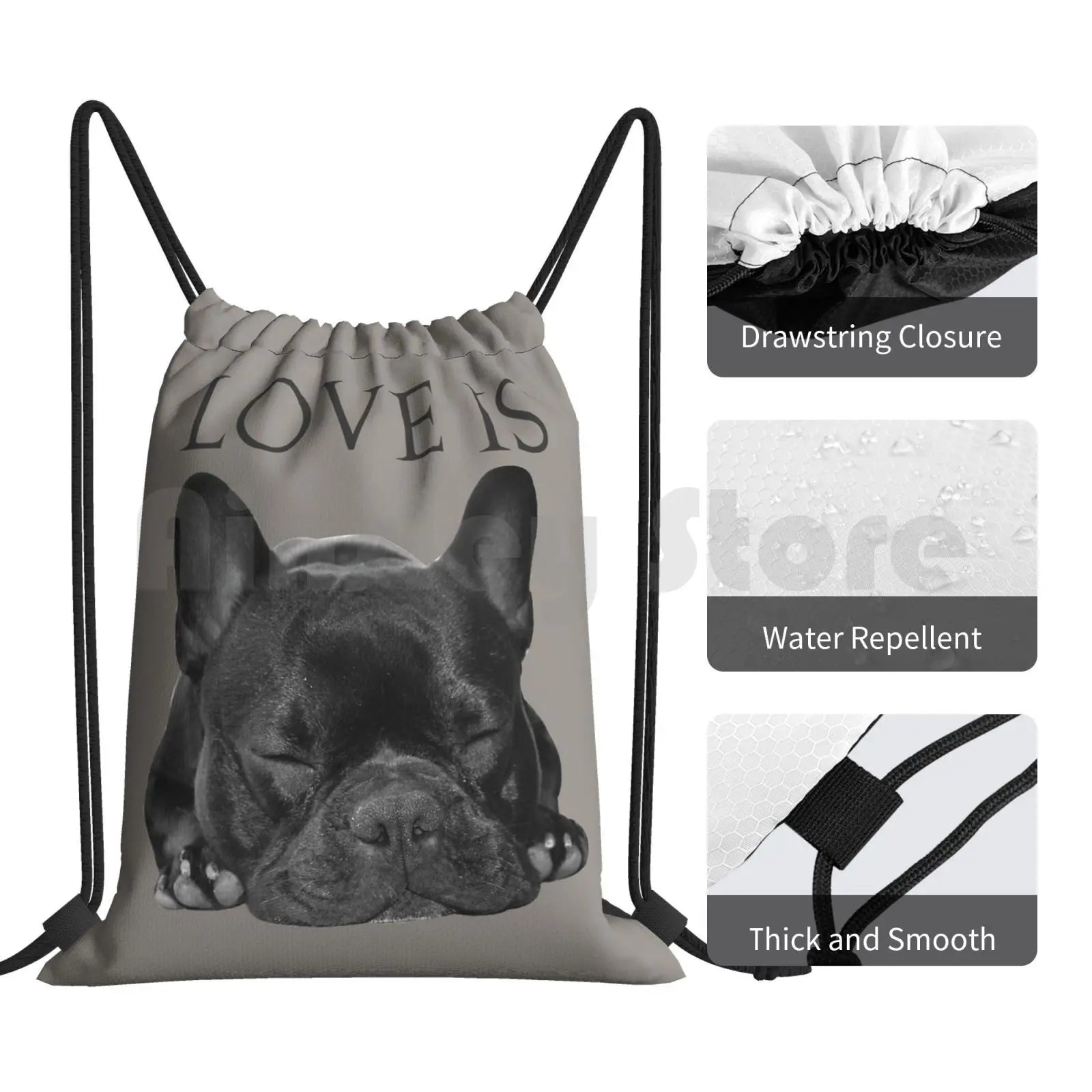 French Bulldog Backpack Drawstring Bag Riding Climbing Gym Bag