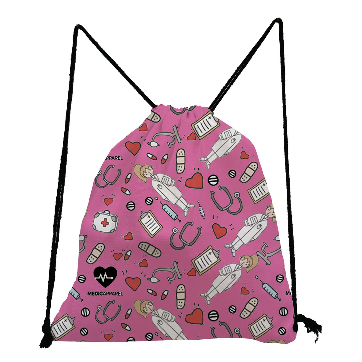 Love Nurse Printed Backpack Drawstring Bags Preppy Style