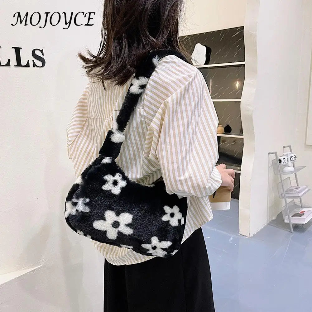 Soft Fur Winter Shoulder Bag Zipper Armpit Bag for Women