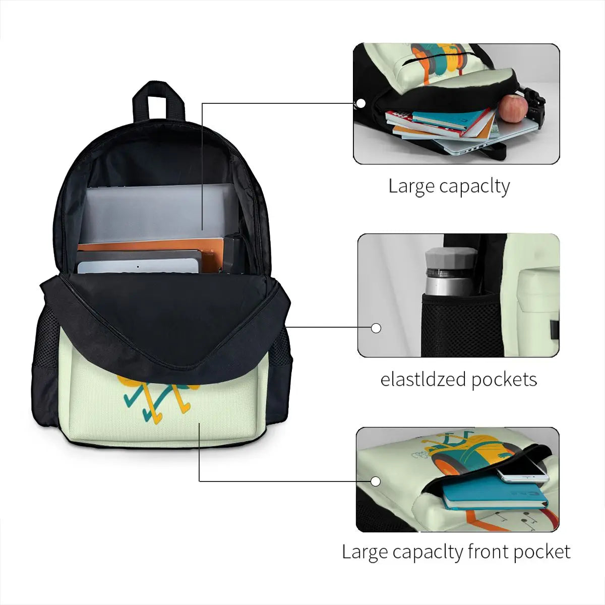 Love Song Backpacks Men's & Women's Zipper Close Backpacks