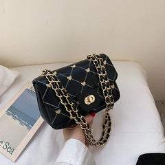 Women's Shoulder Bag Messenger Bag with Metal Chains