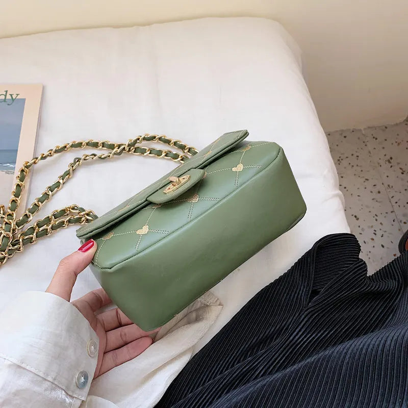 Women's Shoulder Bag Messenger Bag with Metal Chains