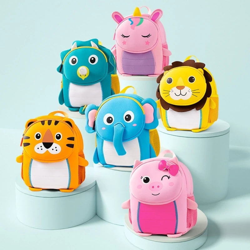 Cute 3D Animal Backpack for Kids, Waterproof Neoprene Kindergarten School Bag