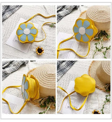 Baby Girls Flower Coin Purse Crossbody Bag PU Leather Kids Shoulder Bag