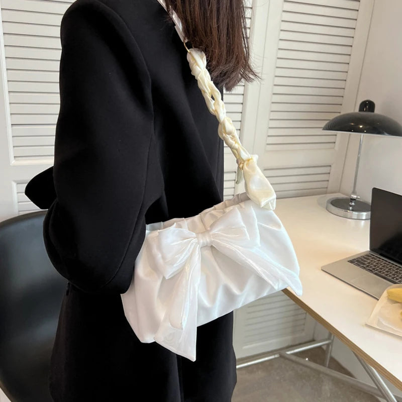 Pleated Shoulder Bag for Girls Ladies Underarm Casual Tote Purse