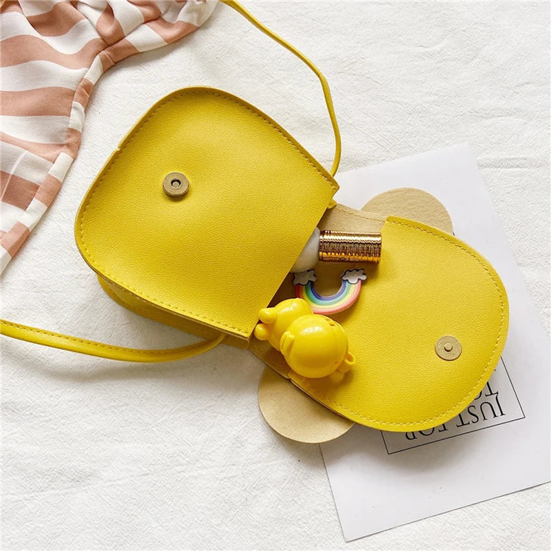 Bow Leather Coin Purse Messenger Bag for Girls Wallet Kids Crossbody Bag