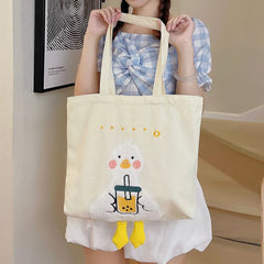 Embroidered Shoulder Canvas Bag Girls College Students Large Capacity