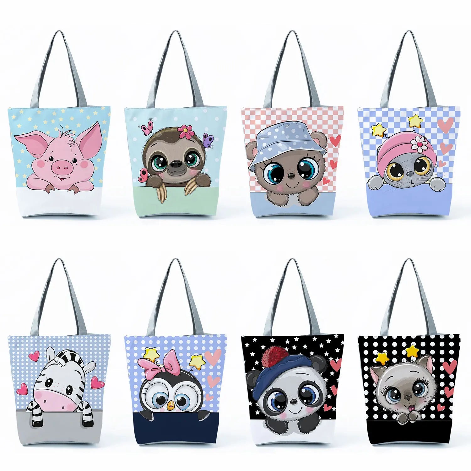 Cute Animal Print Women Handbag - Panda Rabbit Pig Horse Gift Tote