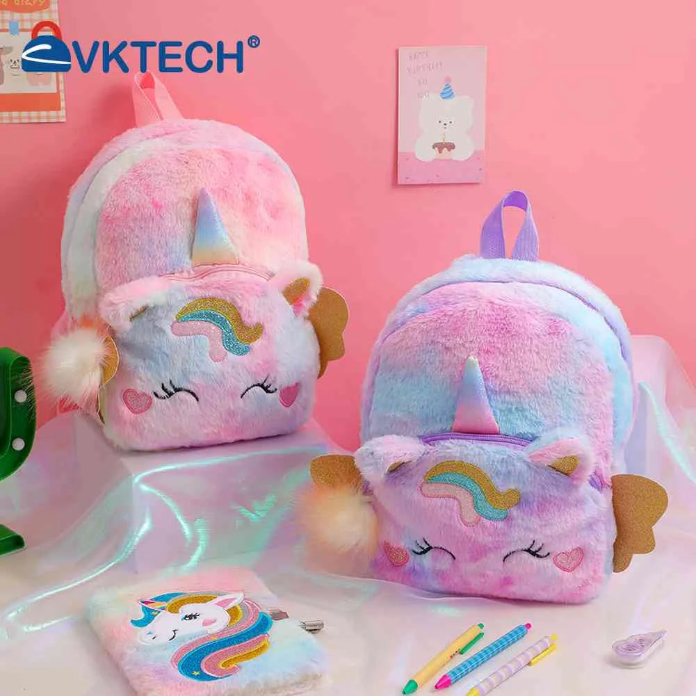Soft Girl Plush Backpack for Kids Schoolbag
