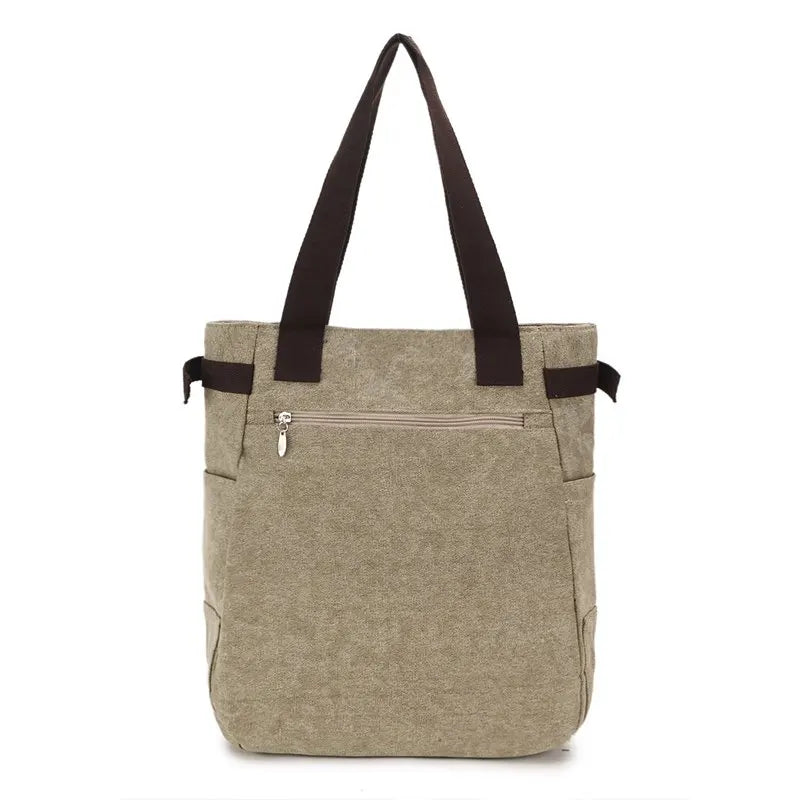 Cat Canvas Handbag Girls Ladies Large Capacity Zipper Shoulder Bag