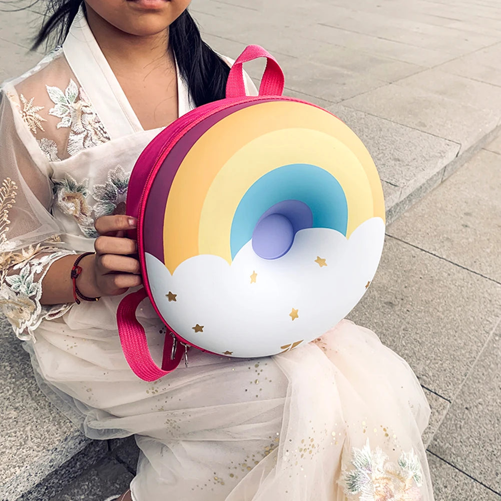 Lovely Donut Rainbow Backpack Kids Kindergarten School Book Bag