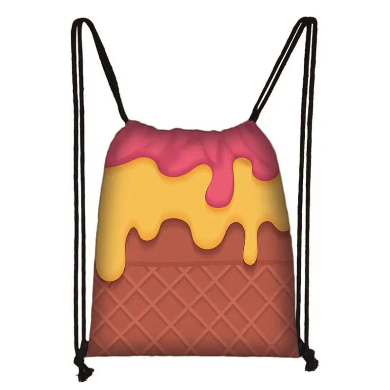 Donut Rainbow Drawstring Bag Candy Backpack Kids Kindergarten School