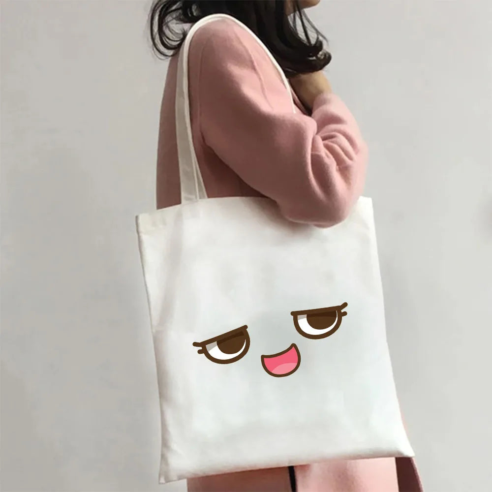 Funny Cartoon Anime Smiley Face Yellow Canvas Shoulder Bag
